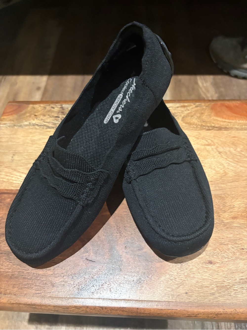 Skechers Black Knit Penny Loafers